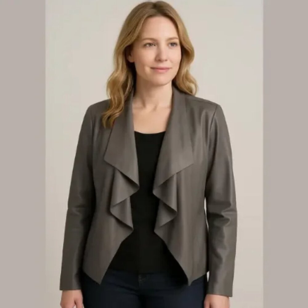 Zara Faux Leather Drape Front Jacket (587)
